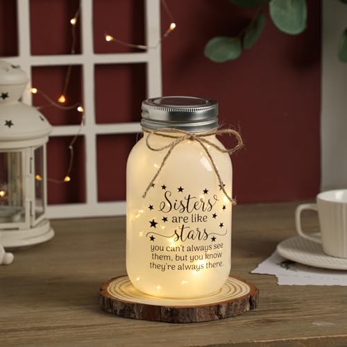 Birthday Gifts for Sister from Sisters - 30 oz Large Mason Jar Night Light | Meaningful Sister Gifts, Unique Sisters Birthday Gift for Women, Christmas Sister Gift from Brother - color: sister