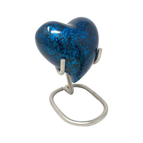 Memorials4u Forest Blue Cremation Urn for Human Ashes - Handcrafted Funeral Urn - Affordable Urn for Ashes (Heart) - size: Heart