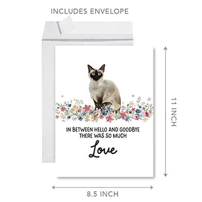 Andaz Press Jumbo Pet Sympathy Card with Envelope, Sorry For Your Loss Card, Siamese Cat Loss Of Pets, Cat Grief Bereavement Card with Big Blank Space to Send to Friends, Family, 8.5" x 11", 1-Pack - color: Siamese Cat