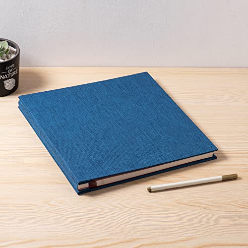 Large Photo Album Self Adhesive for 4x6 5x7 8x10 Pictures Magnetic Scrapbook Album 20 Sheets / 40 Pages Linen Cover DIY Photo Album with A Metallic Pen and and Plastic Board(Blue) - color: Blue, size: 11"x10.8" 40 Pages