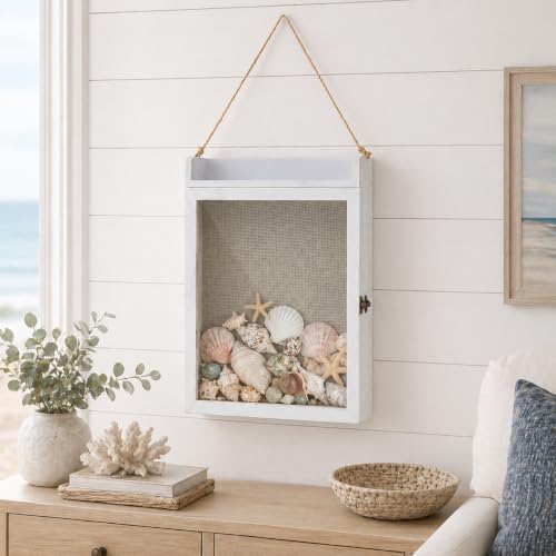 11x16 Flower Shadow Box Frame with Shelves, White - color: Standard White