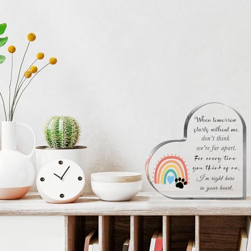 Pet Sympathy Gifts for Loss of Dog and Cat, Pet Bereavement Gifts, Pet Remembrance Gift, Pet Loss Gifts, Passing Away Gifts, Pet Footprint, Pet Sympathy Memorial Heart Shaped Acrylic Decor Sign - style: 008