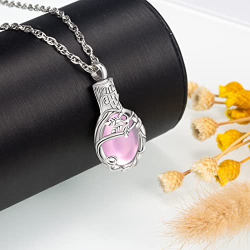 Gredstar Tree of Life Urn Necklace for Ashes, Birthstone Memorial Pendant | Teardrop Design, Love Symbol Detail, 12 Birthstone Colors, Stainless Steel, Ashes Holder, Funnel Kit Included - color: October