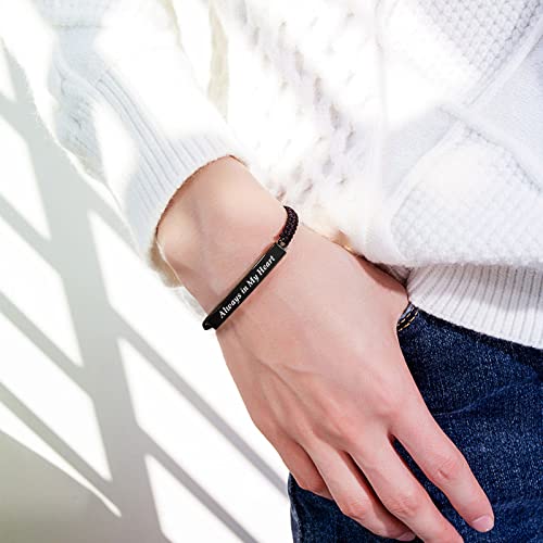 RIPFEVURN 3 Pack Cremation Jewelry Urn Bracelet for Ashes for Women Men Adjustable Memorial Keepsake Bangle Rope Braided Bracelet - color: Black