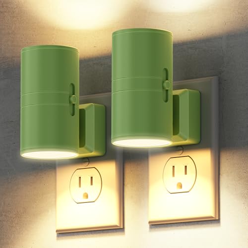 Night Lights Plug into Wall, Modern LED Night Light Plug in | Dusk to Dawn Sensor, Soft White 3000K, 0-100LM Adjustable Brightness, Dimmable NightLight, Hallway, Stairway, Bedroom, 2 Pack - color: Green-3000K, size: 2 Pack