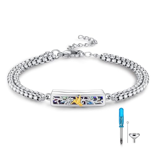 TUGHRA Ashes Bracelet for Women Urn Bracelet for Ashes 925 Sterling Silver Cremation Jewelry Memorial Gifts Keepsake Bracelet - style: Ashes Bracelet-bar-hummingbird-oxidation