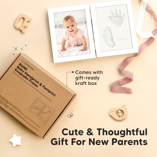Baby Hand and Footprint Kit, Quick Dry Clay Newborn Keepsake (Alpine White) | Baby Feet and Handprint, Baby Picture Frame, Cat Dog Paw Print Kit, Personalized New Mom Gifts for Baby Showers & Registry - color: Alpine White