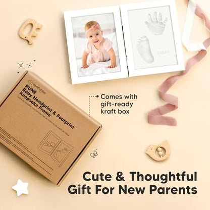 Baby Hand and Footprint Kit, Quick Dry Clay Newborn Keepsake (Alpine White) | Baby Feet and Handprint, Baby Picture Frame, Cat Dog Paw Print Kit, Personalized New Mom Gifts for Baby Showers & Registry - color: Alpine White