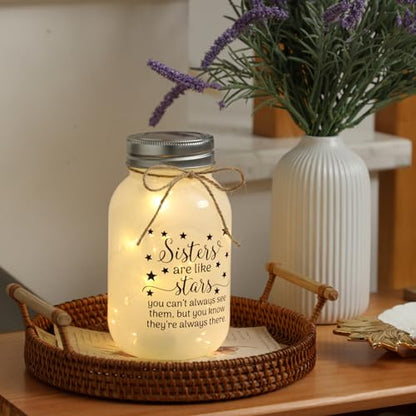 Birthday Gifts for Sister from Sisters - 30 oz Large Mason Jar Night Light | Meaningful Sister Gifts, Unique Sisters Birthday Gift for Women, Christmas Sister Gift from Brother - color: sister