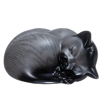 Pet Urns,Sleeping Resin Cremation Cat Urn, Cat Urns for Ashes, Small Animal Urn（Gray）… - color: Gray