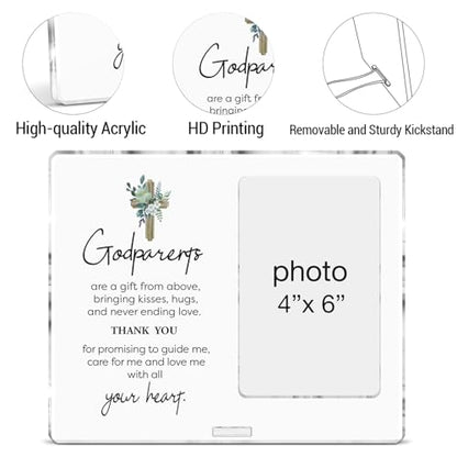 Godparents Gifts Picture Frame, Godparent Gift From Godchild, Christian Godfathers Godmothers Gifts Godparents Thank You Acrylic Photo Frames, Photo 4 x 6 Inches - color: Godparents- A