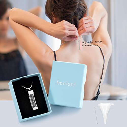 Imrsanl Glass Hourglass Urn Necklace Cremation Jewelry for Ashes - color: Silver