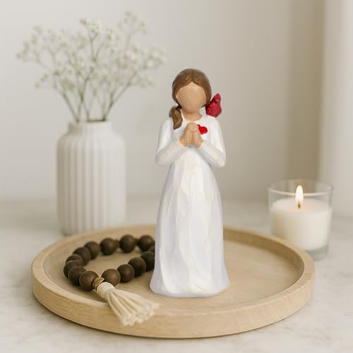 Cardinal Gifts for Women Red Cardinal Decor Girl Figurine Sympathy Gifts for Loss of Loved One Grief Gifts for Women Memorial Gift Resin Home Decor Sculpted Hand-Painted Angel Figurine Gift - style: Style 2