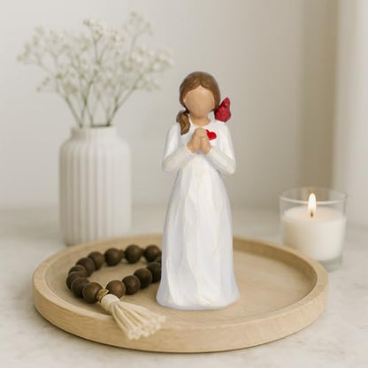 Cardinal Gifts for Women Red Cardinal Decor Girl Figurine Sympathy Gifts for Loss of Loved One Grief Gifts for Women Memorial Gift Resin Home Decor Sculpted Hand-Painted Angel Figurine Gift - style: Style 2