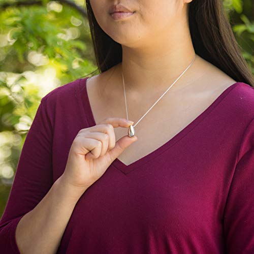 Teardrop Pendant and Necklace for Ashes, Sterling Silver, Cremation Jewelry for Ashes - color: Silver