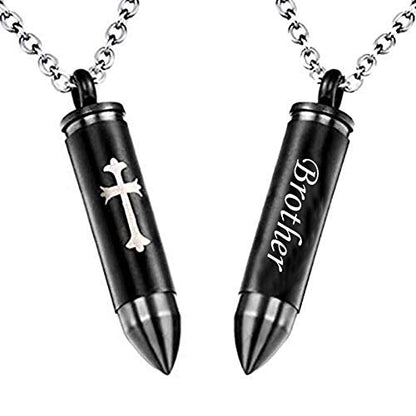 Celtic Cross Bullet Urn Necklaces for Ashes Cremation Jewelry Keepsake Memorial Pendant - style: Brother