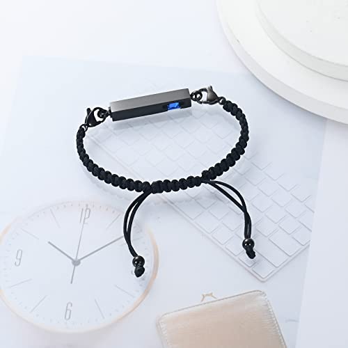 XSMZB Urn Bracelet for Ashes Stainless Steel Crystal Cube Cremation Bangle Locket Memorial Ashes Holder Keepsake for Women Men - color: Black-Blue