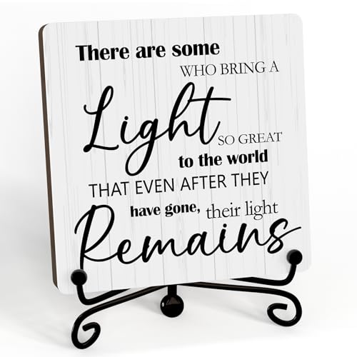 Sympathy Wooden Sign With Stand, There Are Some Who Bring A Light To The World Desktop Decoration, Memorial Gifts For Loved One Mom Dad Grandma Grandpa, Bereavement Sign for Farmhouse Home Office -13 - style: Light