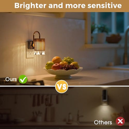 L LOHAS LED Night Lights Plug into Wall, Boho Fabric Cylinder Night Light - color: Gold Ring-3000K, size: 2 Pack