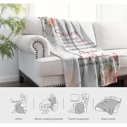 Jekeno Rose Sister Throw Blanket Gifts for Women Bestie 50"x60" - color: Pink Sister Gifts, size: 60x50 Inch