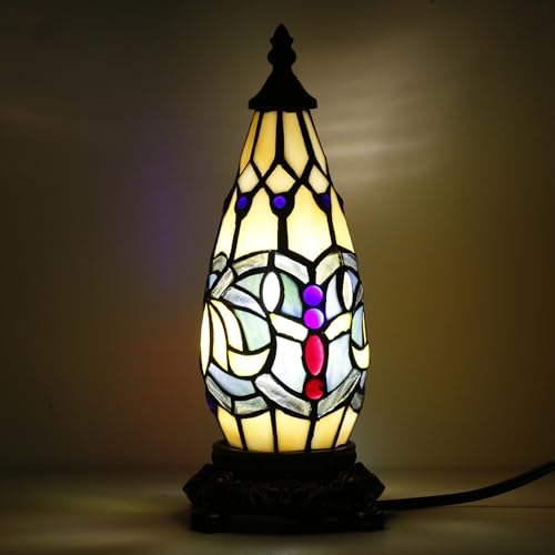 Small Tiffany Stained Glass Table Lamp 5.5X11 Inch (Blue Lotus) - color: Blue Lotus