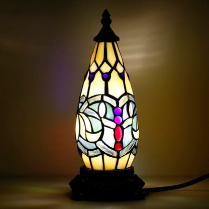 Small Tiffany Stained Glass Table Lamp 5.5X11 Inch (Blue Lotus) - color: Blue Lotus