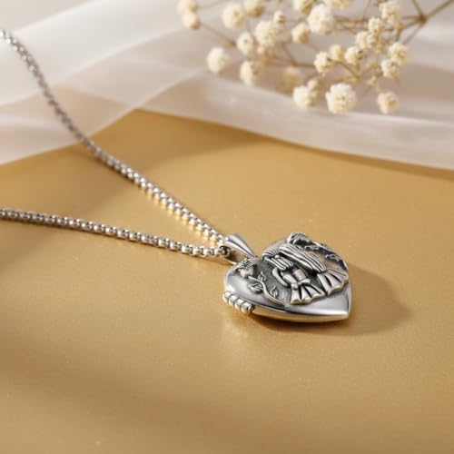 925 Sterling Silver Pictures Locket Necklace for Women Men - color: Black plated 3
