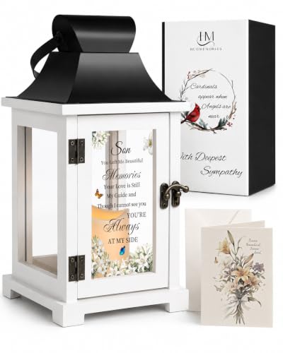 Memorial Lantern for Loss of Son Sympathy Gifts Memory Lantern - color: Son