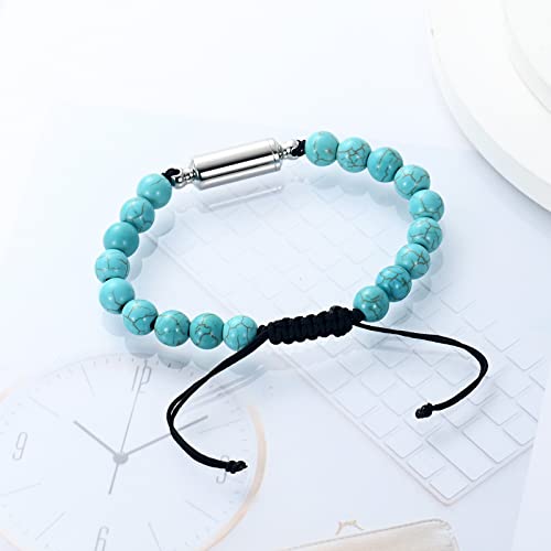 Oinsi Lava Rock Bracelet With Tube Memorial Urn Jewelry For Ashes Of Loved Ones Keepsake Cremation Bracelet Women Men Adjustable Length - color: Blue