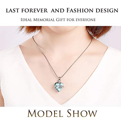 Heart Urn Necklace for Ashes Stainless Steel Cremation Jewelry for Ashes Keepsake Necklaces … - color: Z-Light Blue