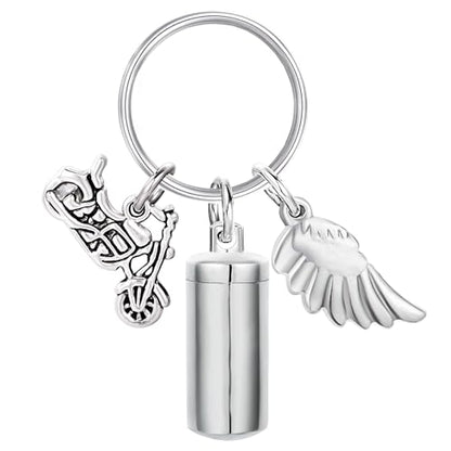 Gredstar Cremation Urn Keychain for Ashes, Cylinder Memorial Keepsake - color: Motorcycle
