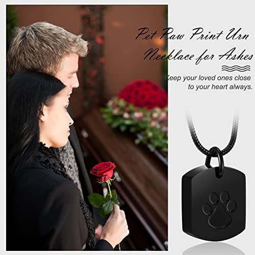 Yinkin 3 Pcs Pet Cremation Jewelry Urn Memorial Ashes Necklace for Women Men Animal Lover Keepsake Pendant Titanium Steel Pet Paw Print Necklace for Cat Dog Puppy Funeral with Filling Kit