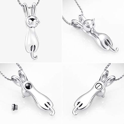 Imrsanl Pet Cremation Jewelry for Ashes Cat Urn Necklace - color: Silver