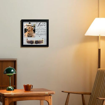 Pet Photo Frame with Collar Holder, Wooden Pet Keepsake Frame, Dog and Cat Remembrance Display for Tabletop or Wall Decor