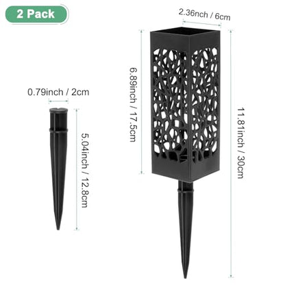 M METERXITY 2-Pack Cemetery Vases with Spikes, Plastic Flower Holder Grave Decorations Drainage Holes for Gravestone/Headstone/Memorial/Cemetery/Grave Markers, Floral Holder Vases [Black]