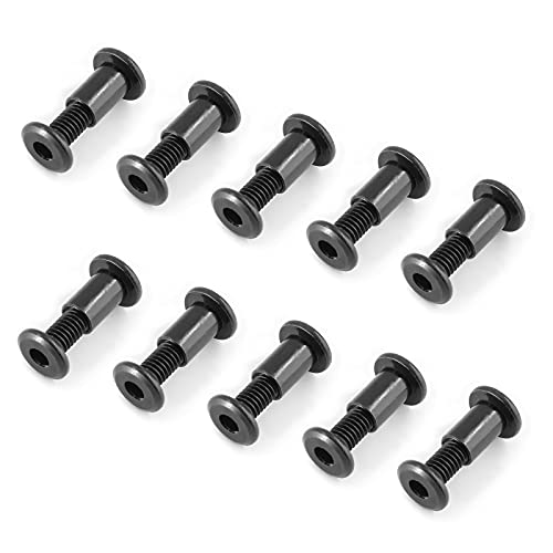 M6x20mm Hex Drive Socket Cap Bolt, Black, 10 Pair (20 Piece) | Allen Wrench Included, Countersunk Screw Barrel Nuts, Binding Screws, For Crib Replacement Belt Cabinet - color: Black, size: M6x20mm