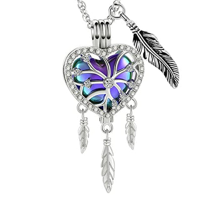 shajwo Dream Catcher Urn Necklace for Ashes - color: Rainbow-White