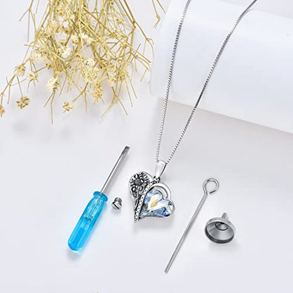 PELOVNY Urn Necklaces for Ashes of Loved Ones 925 Sterling Silver Personalized Heart Locket Urn Necklace Cremation Keepsake Memorial Jewelry Gifts for Women Men - color: Sunflower Urn