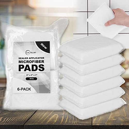 Professional Microfiber Sealer Applicator Pad – The Perfect Tool to Apply Sealer to All Natural Stone and Tile Like Marble, Granite, Concrete & Slate (White) - color: White, size: 6 Pads