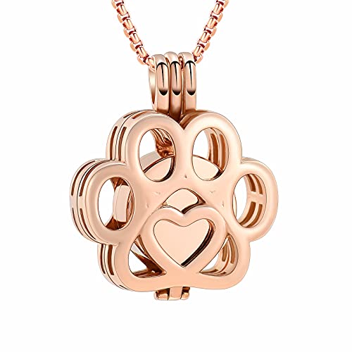Oinsi Pet Cremation Jewelry For Ashes For Dog/Cat Paw Stainless Steel Memorial Locket Urn Necklace Inside Mini Case Keepsake Cremation Jewelry Women Men - color: All Rose Gold