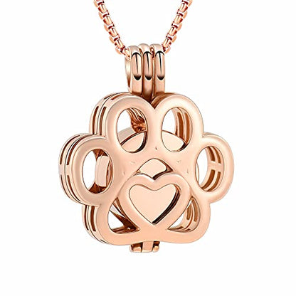 Oinsi Pet Cremation Jewelry For Ashes For Dog/Cat Paw Stainless Steel Memorial Locket Urn Necklace Inside Mini Case Keepsake Cremation Jewelry Women Men - color: All Rose Gold