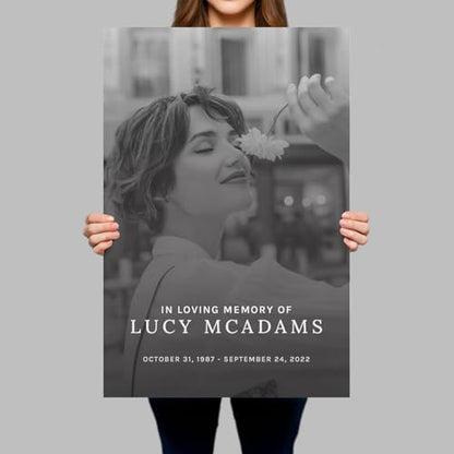 Custom-Made In Loving Memory Funeral Sign With Photo (Paper) - color: Sign 4