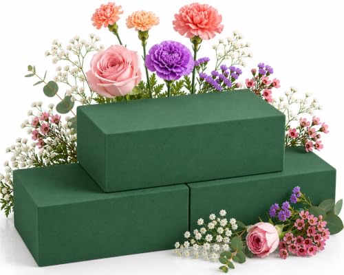 Prashent 3Pcs Floral Foam Blocks,Green Wet Dry Flower Foam Plant Foam for Fresh & Artificial Flower Arrangements DIY Craft 5.5”L x 3.1”W x 1.7”H - color: 3PCS-Blocks