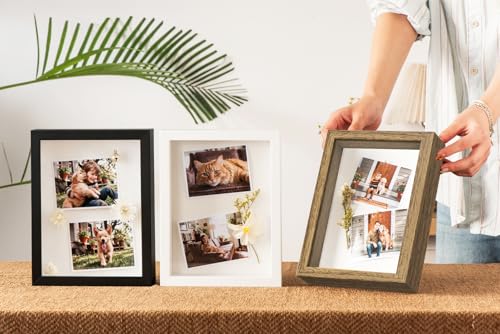 6x8 Small Shadow Box Frame with Ultra-Clear Glass & Soft Linen Back - color: Black+high Definition Panel + Shatter-proof Packaging, size: 6x8
