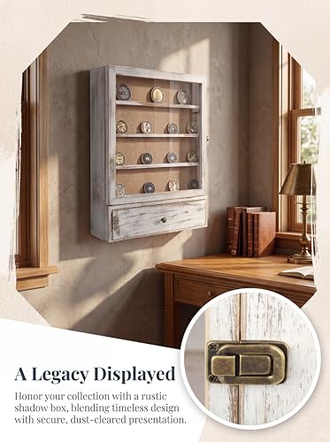 LITAITAI16x20 Large Shadow Box,3.3Inch External Depth Extra Large Shadow Box Frame with Door and Metal Lock for Keepsake Photos Tickets Flowers Bouquet Memorial,Butterfly Display Case (White)