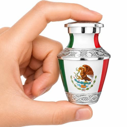 Mexican Flag Keepsake Cremation Urn for Human Ashes – Urna para Cenizas – Tribute to Mexican Pride (Orgullo) – Small Sharing Memorial for Men or Women - size: Small Keepsake