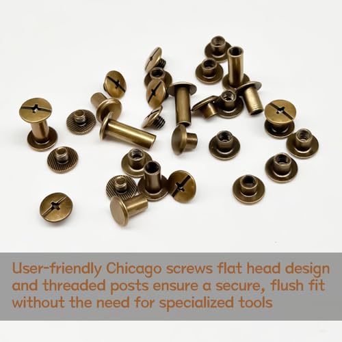 zDwfDc 115Sets Chicago Screws for Leather Rivet Kit M5*4, 5, 6, 8, 10, 12, 15 Bronze Brass Rivets for Leather Tools DD031-GT - color: Bronze