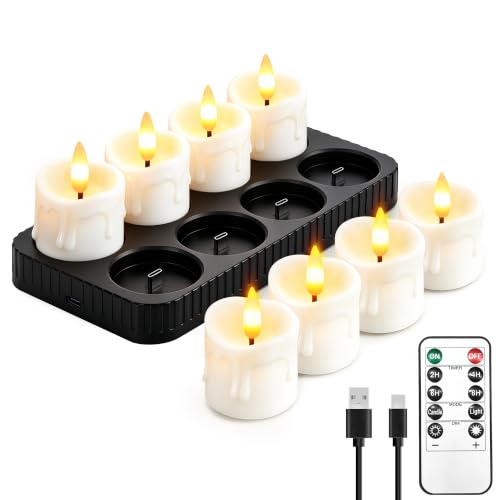 8 Pcs Rechargeable Tea Lights Candles with Charging Base and Remote Timer | 1.5"x2" Small Flameless Candles Battery Operated, Electric Votive Candles for Halloween Wedding Party Table Home Decor - size: 8 Pack
