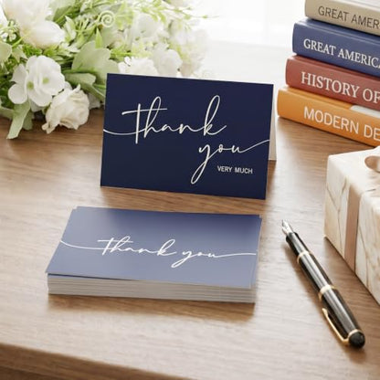 NESCCI 54 PCS Thank You Cards With Envelopes,3.5x5 Inch Minimalistic Design | Navy Blue Thank You Card,Thank You Notes for Wedding, Business, Baby Shower, Small Business, Funeral, Graduation - size: 54 Pack