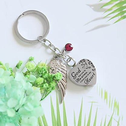 Heart Urn Necklace for Ashes Cremation Jewelry Urn Keychain for Ashes with Birthstone Cremation Keychain - color: January